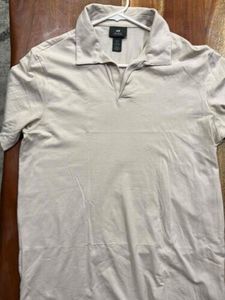 Polo Shirt Mens Medium Beige Cotton Casual